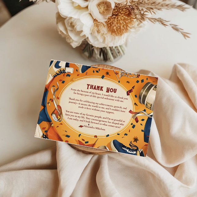 Retro Basketball Court Birthday Thank You Card (Creator Uploaded)