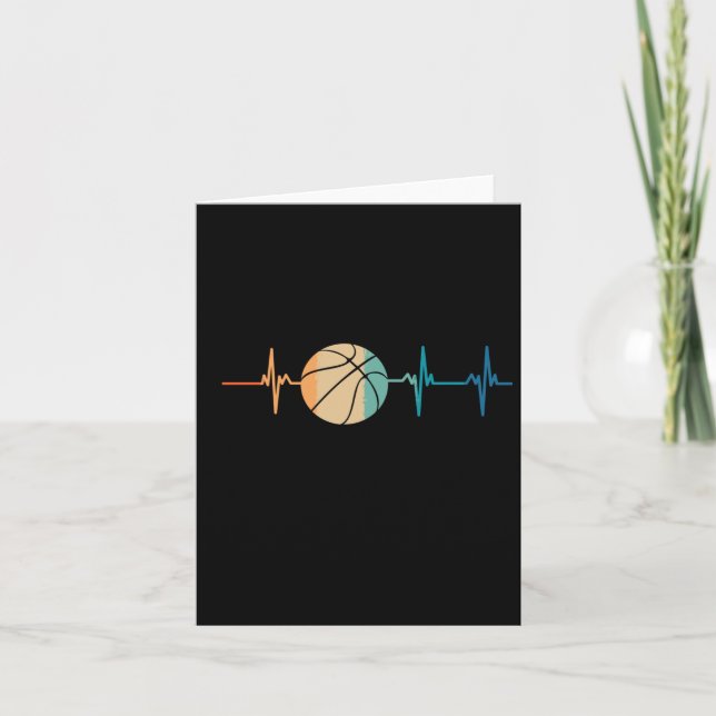 Retro Basketball Heartbeat  Card (Front)