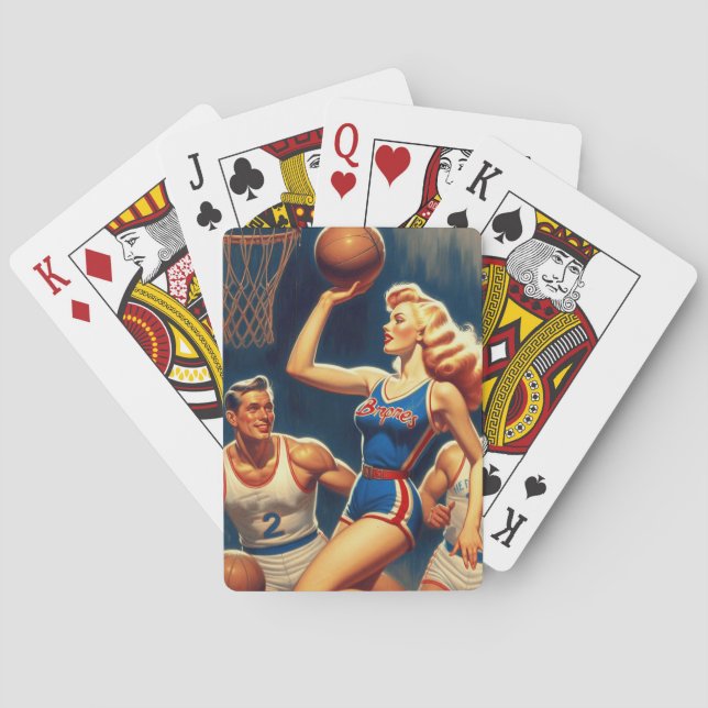 Retro Basketball Illustration Poker Cards (Back)