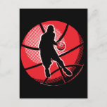 Retro Basketball Player Ball Postcard