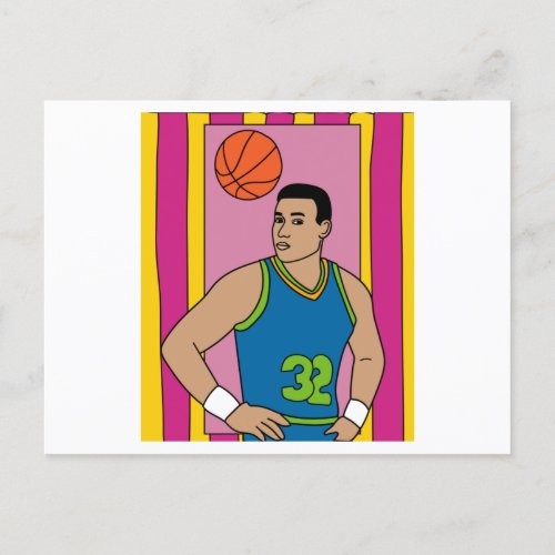 Retro Basketball Player Hobby Postcard