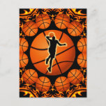 RETRO BASKETBALL PLAYER POSTCARD