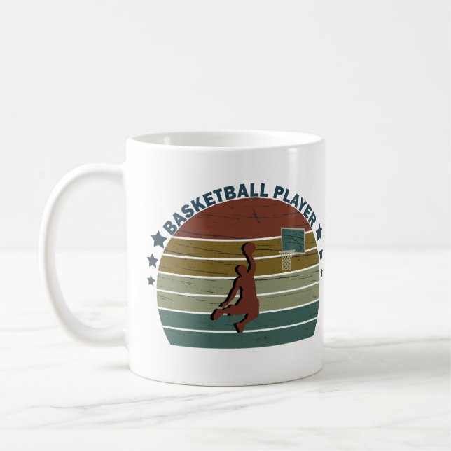 Retro basketball player slam dunk coffee mug (Left)