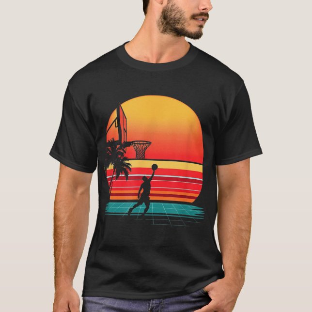 Retro Basketball Sunset  T-Shirt (Front)