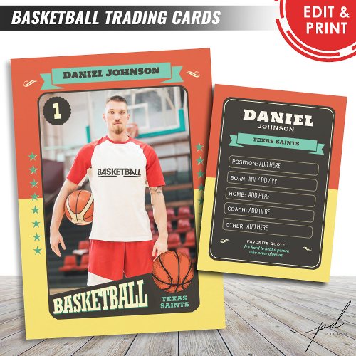 Retro Basketball Trading Card Custom Player Card