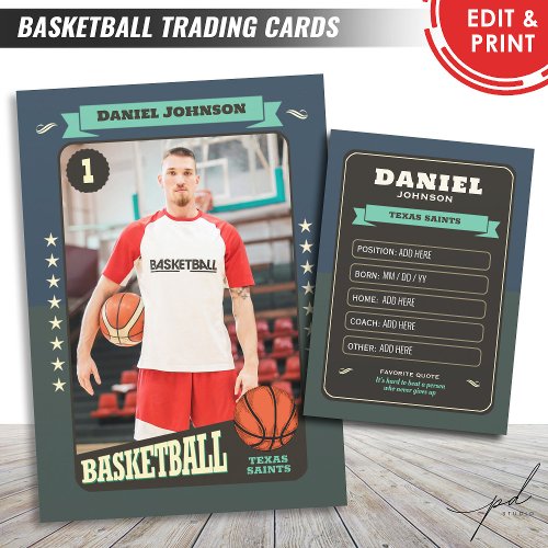 Retro Basketball Trading Card Custom Player Card