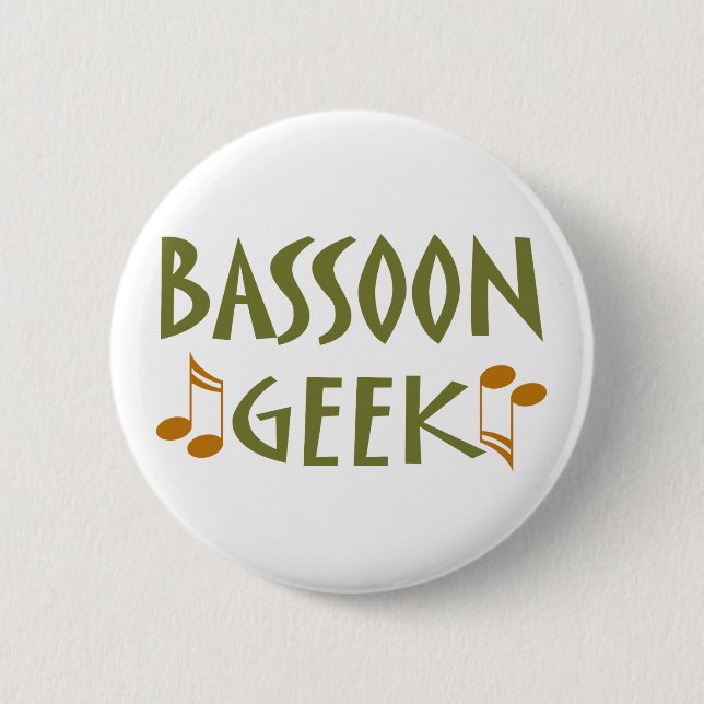 Retro Bassoon Geek Design Pinback Button (Front)