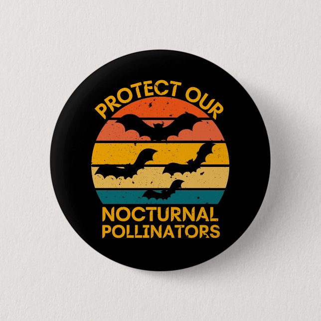 Retro Bat Vintage Spooky Button (Front)