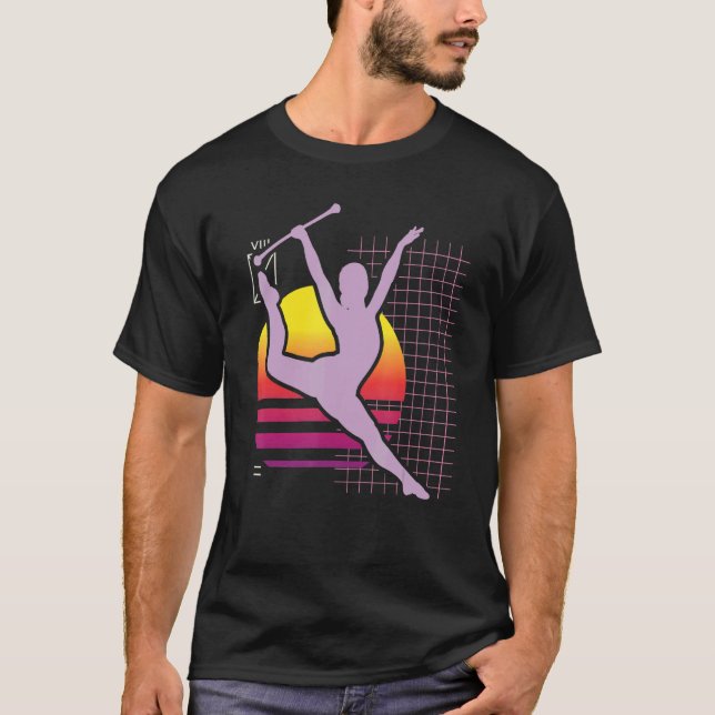 Retro Baton Twirling Majorette Baton Twirler T-Shirt (Front)