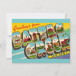 Retro Battle Creek Michigan Greeting Postcard