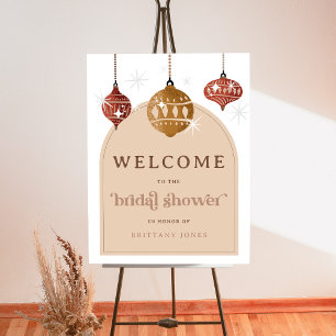 Retro Bauble Christmas Bridal Shower Welcome sign