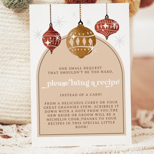 Retro Bauble Ornament Christmas Bridal Recipe  Enclosure Card