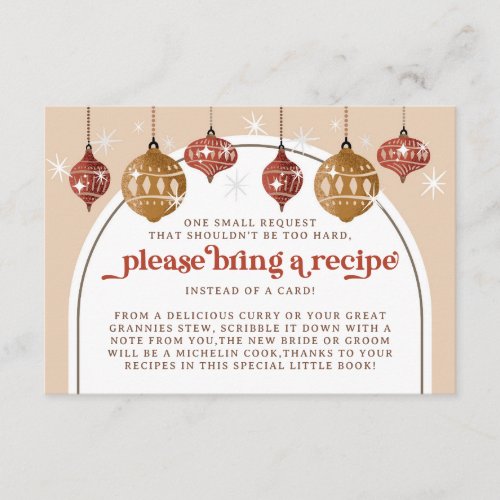 Retro Bauble Ornament Christmas Bridal Recipe red Enclosure Card
