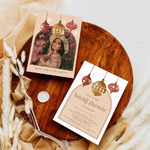 Retro Bauble Ornament Christmas Bridal Shower Invitation