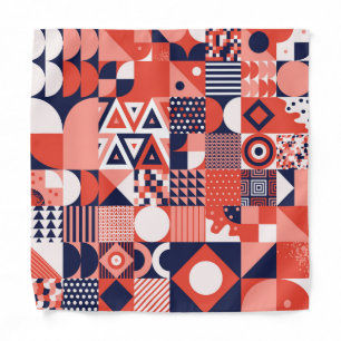 Retro Bauhaus design, colorful geometric. Bandana