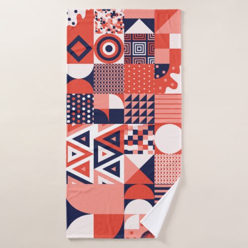 Retro Bauhaus design colorful geometric Bath Towel