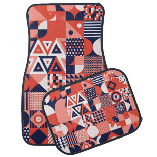 Retro Bauhaus design, colorful geometric. Car Floor Mat