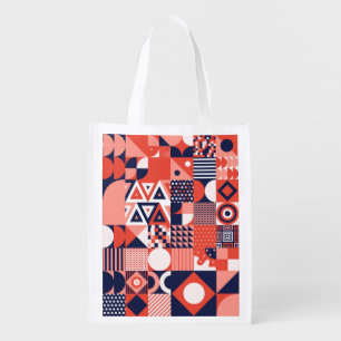 Retro Bauhaus design, colorful geometric. Grocery Bag