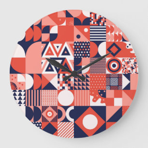 Retro Bauhaus design, colorful geometric. Large Clock