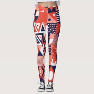 Retro Bauhaus design, colorful geometric. Leggings