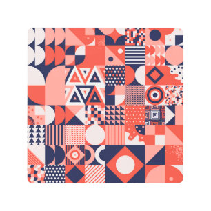 Retro Bauhaus design, colorful geometric. Metal Print
