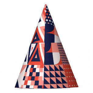 Retro Bauhaus design, colorful geometric. Party Hat
