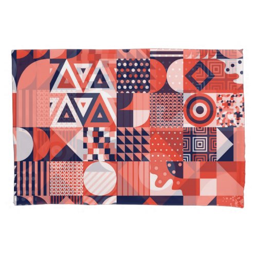 Retro Bauhaus design colorful geometric Pillow Case