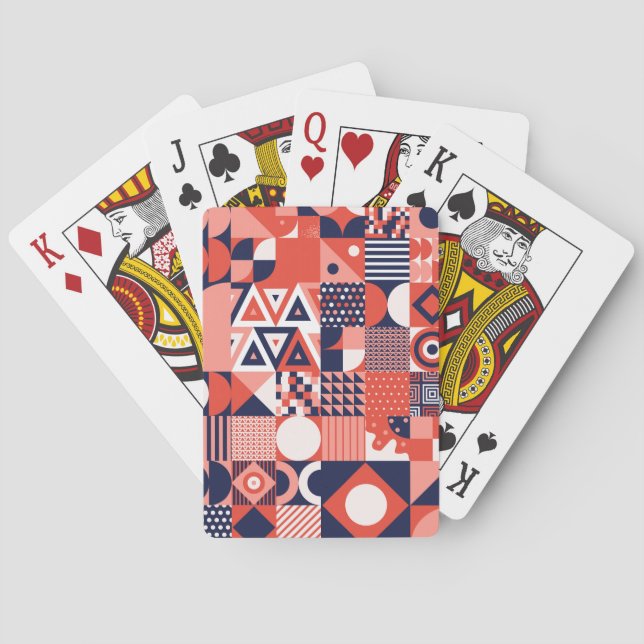 Retro Bauhaus design, colorful geometric. Poker Cards (Back)