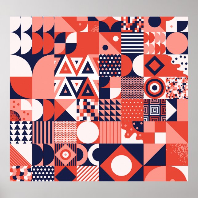 Retro Bauhaus design, colorful geometric. Poster (Front)