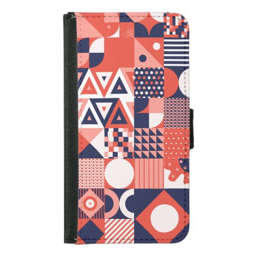 Retro Bauhaus design colorful geometric Samsung Galaxy S5 Wallet Case