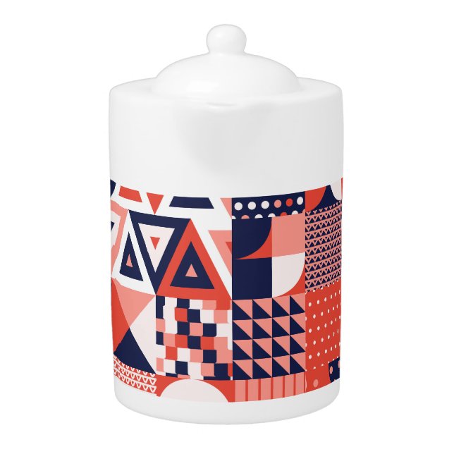 Retro Bauhaus design, colorful geometric. Teapot (Front)