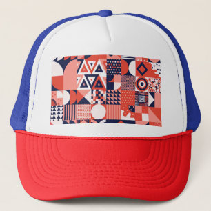 Retro Bauhaus design, colorful geometric. Trucker Hat