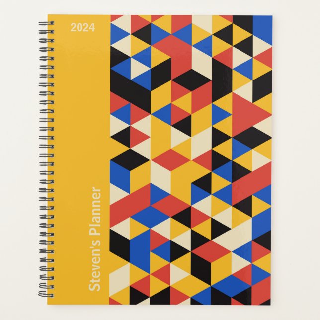 Retro Bauhaus Geometric Personalized Planner (Front)