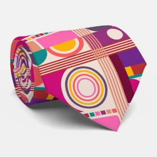 Retro Bauhaus Modern Art Abstract Pattern Neck Tie
