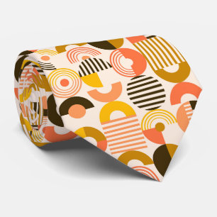Retro Bauhaus Modern Art Circle Pattern Neck Tie