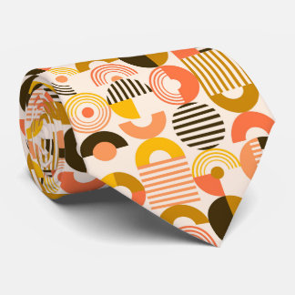 Retro Bauhaus Modern Art Circle Pattern Neck Tie
