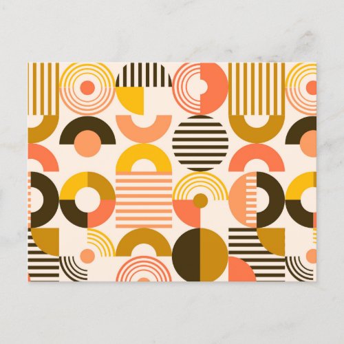 Retro Bauhaus Modern Art Circle Pattern Postcard