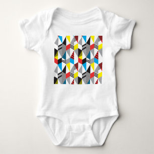 Retro Bauhaus Style: Seamless Abstract Baby Bodysuit