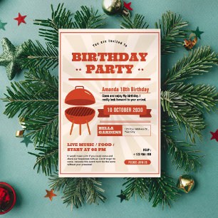 Retro BBQ Birthday Party Invitation