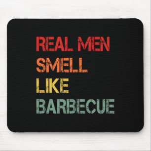 Retro Bbq Real Men Smell Like Byrbecue Smoke Funny Mouse Pad