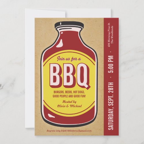 Retro BBQ Sauce Party Invitations