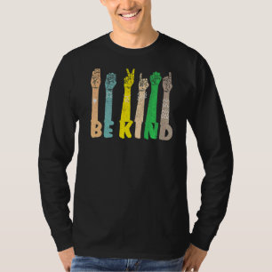 Retro Be Kind ASL Language Anti Bullying Unity Day T-Shirt