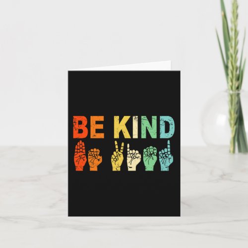 Retro Be Kind Hand Sign ASL Autism Awareness Men W Card