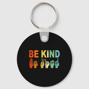 Retro Be Kind Hand Sign ASL Autism Awareness Men W Keychain