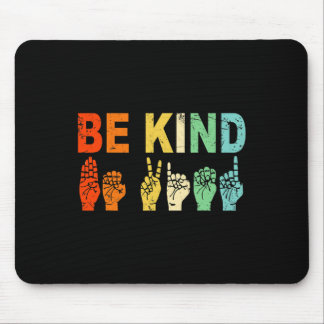 Retro Be Kind Hand Sign ASL Autism Awareness Men W Mouse Pad