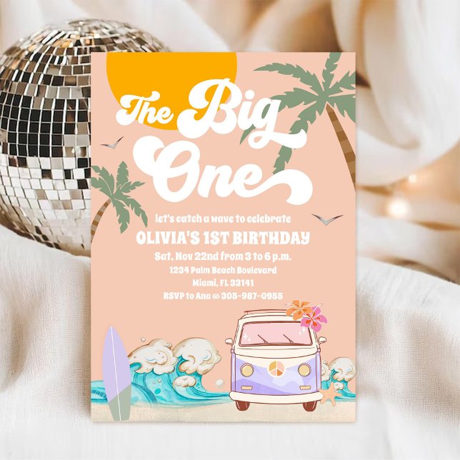 Retro Beach 1st Birthday Invitation (Creator Uploaded)
