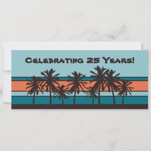 Retro Beach Anniversary Party Invitations