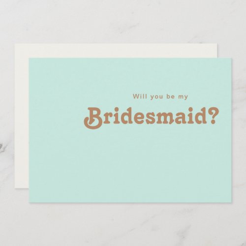 Retro Beach  Aqua Bridesmaid Proposal Card