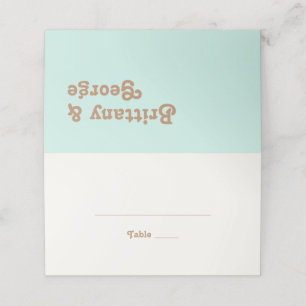 Retro Beach Aqua Folded Place Card