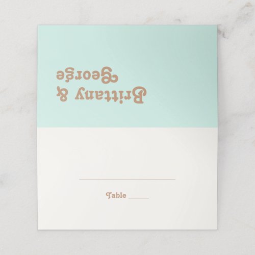 Retro Beach  Aqua Folded Place Card